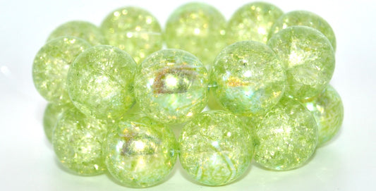 Round Pressed Glass Beads Druck,Crystal Crack 34310 Ab (00030-CRACK-34310-AB), Glass, Czech Republic