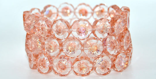 Table Cut Round Beads Hawaii Flowers,Crystal 34305 Ab (00030-34305-AB), Glass, Czech Republic