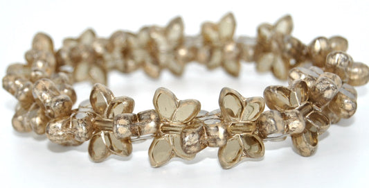 Table Cut Butterfly Beads,Transparent Gray 86710 (40030-86710), Glass, Czech Republic
