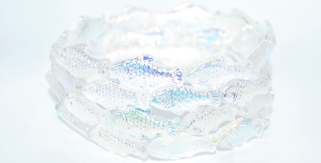 Fish Pressed Beads Crystal Ab 2Xside (00030-AB-2XSIDE), Glass, Czech Republic