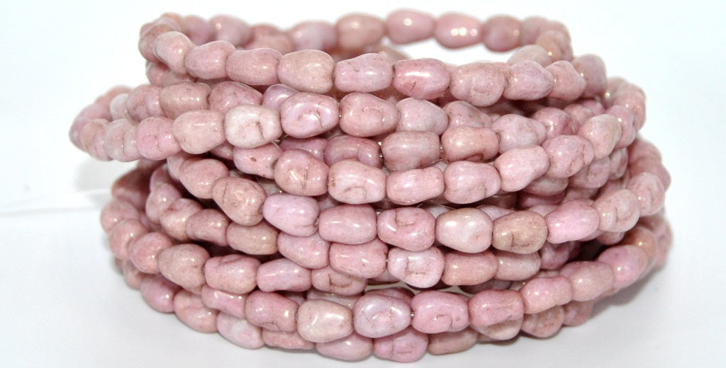 Shaped Pressed Glass Beads,White Luster Red Full Coated (02010-14495), Glass, Czech Republic