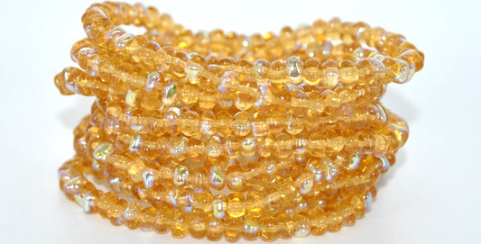 Pressed Glass Beads,Transparent Orange Ab (10040-28701), Glass, Czech Republic