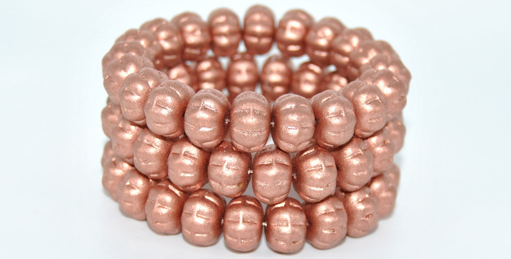 Pumpkin Pressed Glass Beads,Light Vintage Copper (01770), Glass, Czech Republic