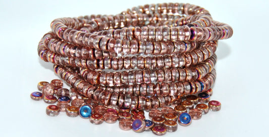 Flat Round Wheel Pressed Glass Beads,Crystal Sliperit (00030-29500), Glass, Czech Republic