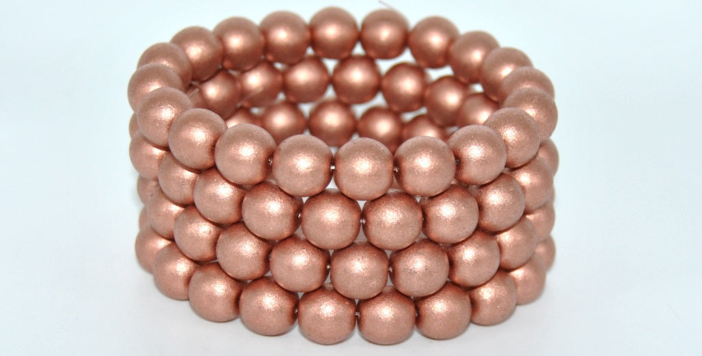 Round Pressed Glass Beads Druck,Light Vintage Copper (01770), Glass, Czech Republic