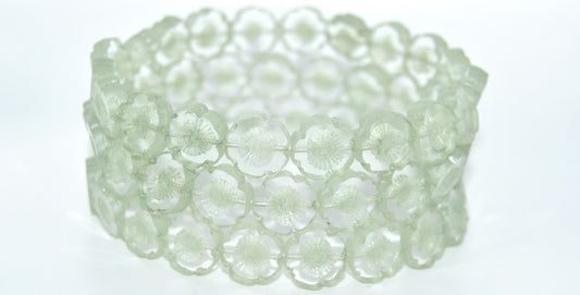 Table Cut Round Beads Hawaii Flowers,Crystal Luster Green Full Coated Mat (00030-14457-MAT), Glass, Czech Republic