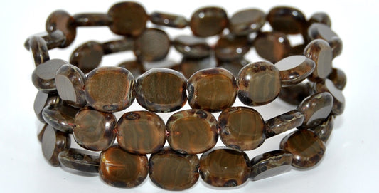 Table Cut Round Candy Beads,Mix Brown Crystal Travertin (16617-86800), Glass, Czech Republic