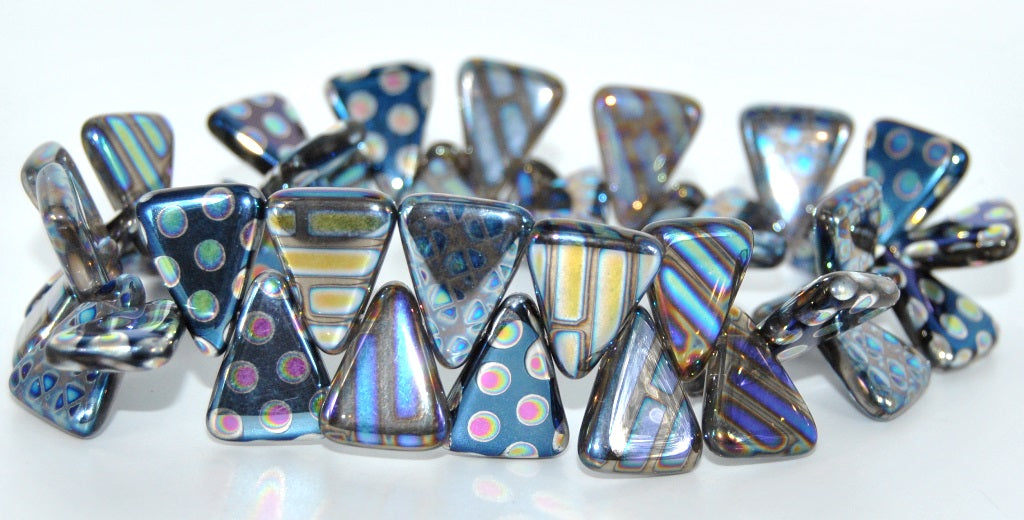 Pressed Beads, Black Mixed Colors 1 (23980-MIX-1), Glass, Czech Republic