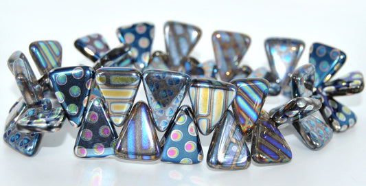 Pressed Beads, Black Mixed Colors 1 (23980-MIX-1), Glass, Czech Republic