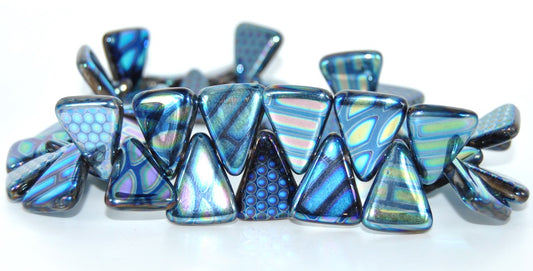 Pressed Beads, Black Mixed Colors 2 (23980-MIX-2), Glass, Czech Republic