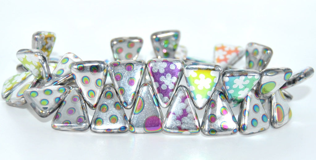 Pressed Beads, Crystal Mixed Colors 6 (00030-MIX-6), Glass, Czech Republic