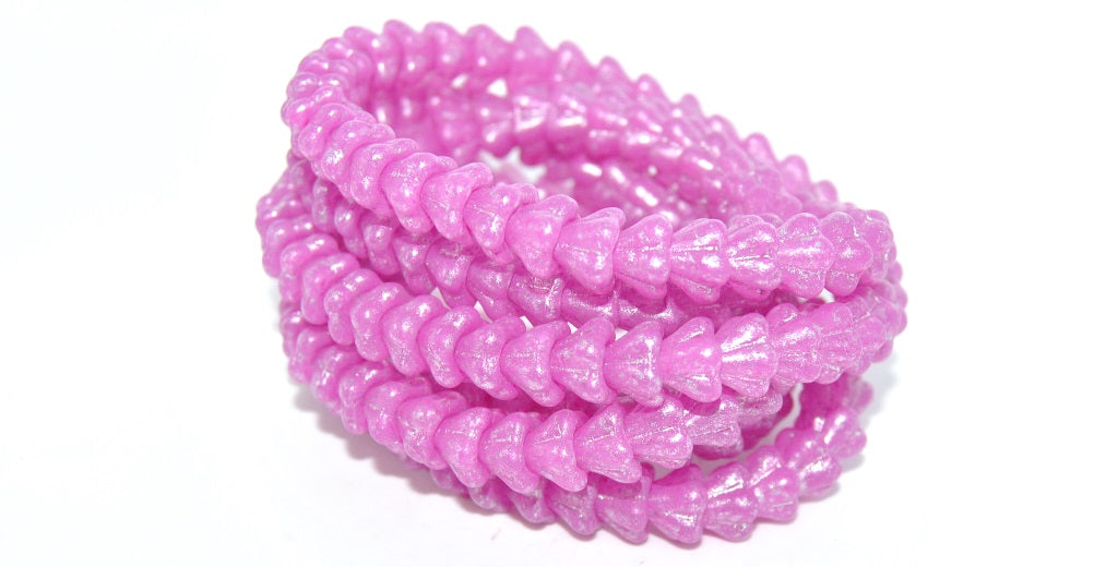 Bell Flower Glass Beads,White 84305 34301 (02010-84305-34301), Glass, Czech Republic