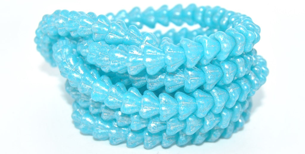 Bell Flower Glass Beads,White 84307 34301 (02010-84307-34301), Glass, Czech Republic