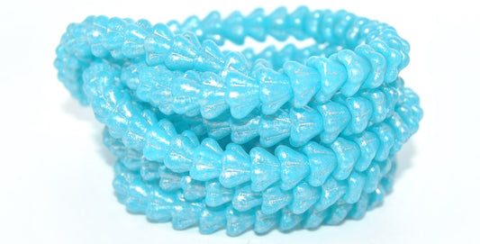 Bell Flower Glass Beads,White 84307 34301 (02010-84307-34301), Glass, Czech Republic