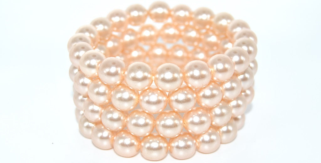 Round Pressed Glass Beads Druck,10 Cream Wax 2 (10-CREAM-WAX-2), Glass, Czech Republic