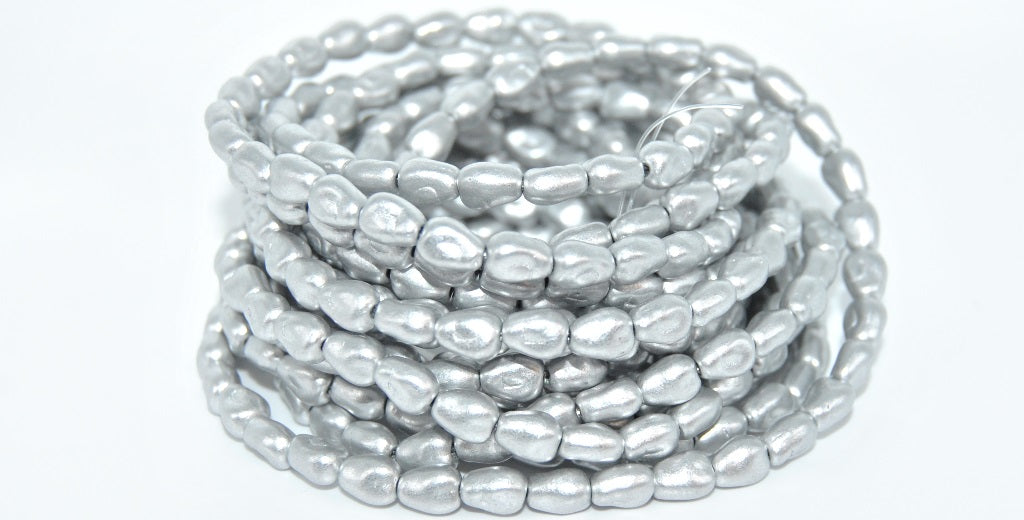 Shaped Pressed Glass Beads,Silver Matte (01700), Glass, Czech Republic