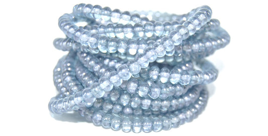 Flat Round Wheel Pressed Glass Beads,Crystal Luster Blue Full Coated (00030-14464), Glass, Czech Republic