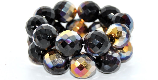 Fire Polished Round Faceted Beads,Black Sliperit (23980-29500), Glass, Czech Republic