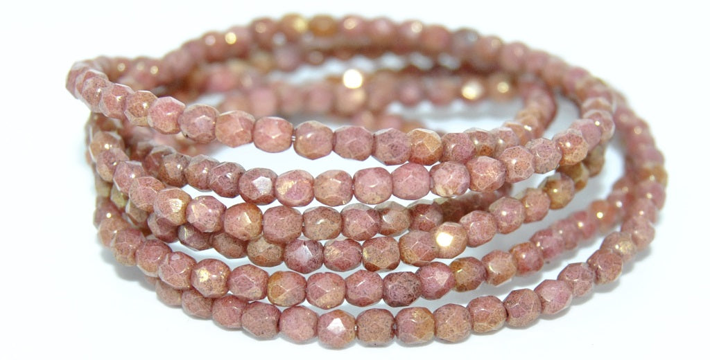 Fire Polished Round Faceted Beads,Chalk White Luster Ruby (03000-14497), Glass, Czech Republic
