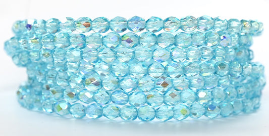 Fire Polished Round Faceted Beads,Crystal 34308 (00030-34308), Glass, Czech Republic