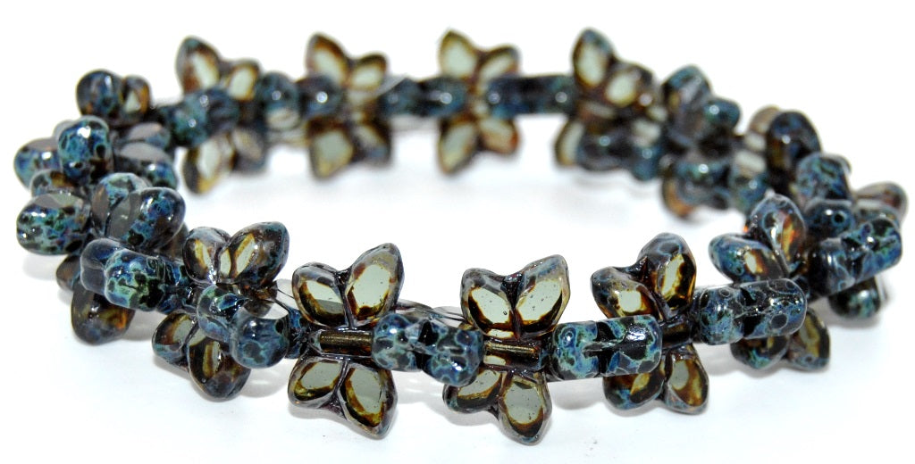 Table Cut Butterfly Beads,Gray 86800K (40010-86800K), Glass, Czech Republic