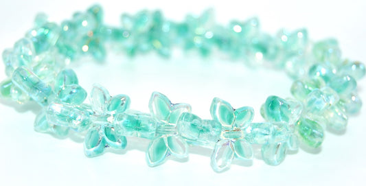 Table Cut Butterfly Beads,Teal Ab 2Xside (56218B-AB-2XSIDE), Glass, Czech Republic