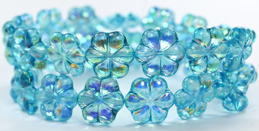 6-Petal Flower Pressed Glass Beads,Crystal 34308 Ab (00030-34308-AB), Glass, Czech Republic