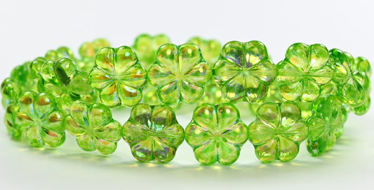 6-Petal Flower Pressed Glass Beads,Crystal 34310 Ab (00030-34310-AB), Glass, Czech Republic