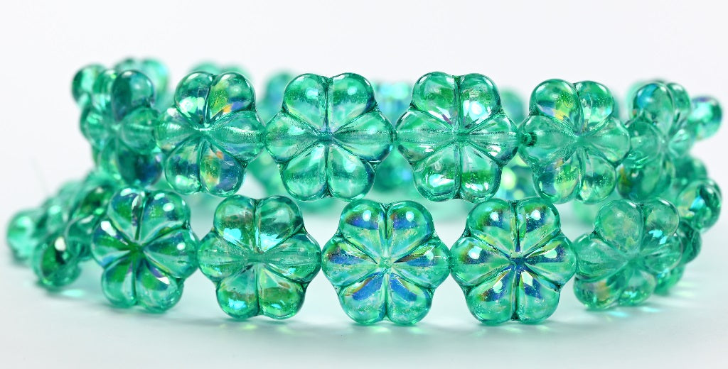 6-Petal Flower Pressed Glass Beads,Crystal 34309 Ab (00030-34309-AB), Glass, Czech Republic