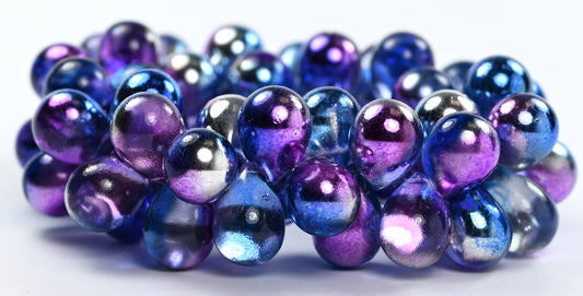 Pear Teardrop Pressed Glass Beads,Crystal Glossy Blue Purple (00030-48202), Glass, Czech Republic