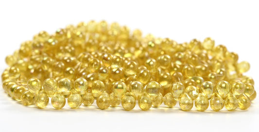Pear Teardrop Pressed Glass Beads,Crystal 34302 Ab (00030-34302-AB), Glass, Czech Republic