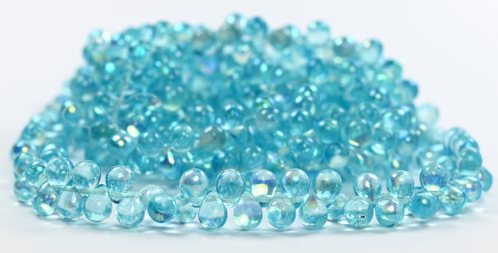 Pear Teardrop Pressed Glass Beads,Crystal 34308 Ab (00030-34308-AB), Glass, Czech Republic