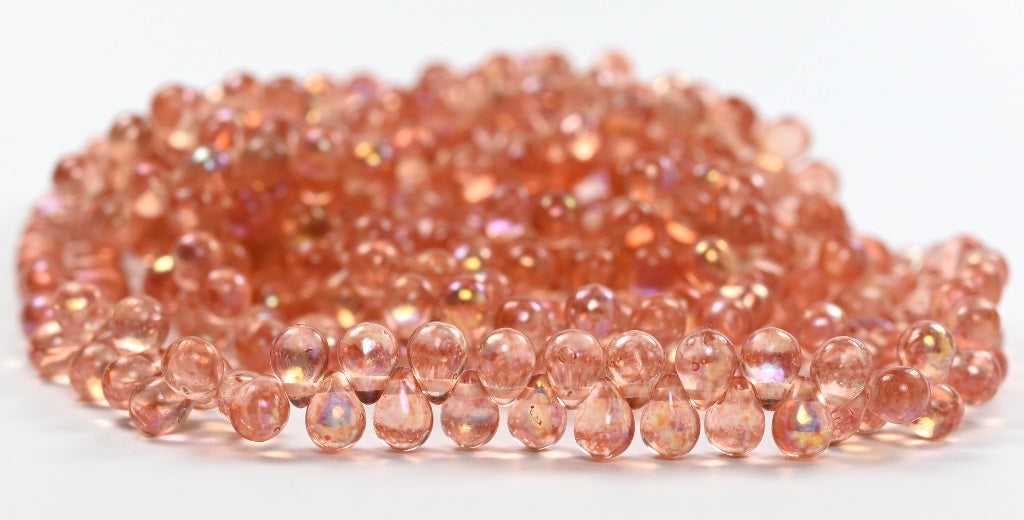 Pear Teardrop Pressed Glass Beads,Crystal 34305 Ab (00030-34305-AB), Glass, Czech Republic
