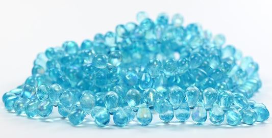 Pear Teardrop Pressed Glass Beads,Crystal 34308 Ab (00030-34308-AB), Glass, Czech Republic
