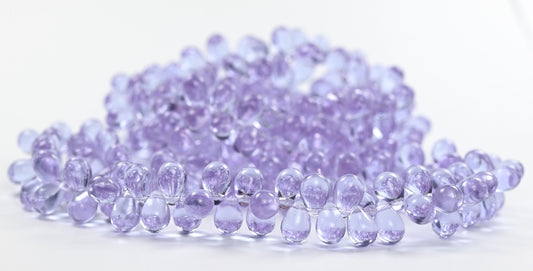 Pear Teardrop Pressed Glass Beads,Transparent Light Amethyst (20300), Glass, Czech Republic