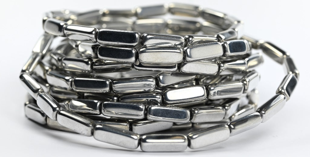 Rectangle Pressed Glass Beads,Crystal Crystal Silver Half Coating 2Xside (00030-27001-2XSIDE), Glass, Czech Republic