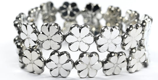 Table Cut Flower Beads,Crystal Crystal Silver Half Coating 2Xside (00030-27001-2XSIDE), Glass, Czech Republic