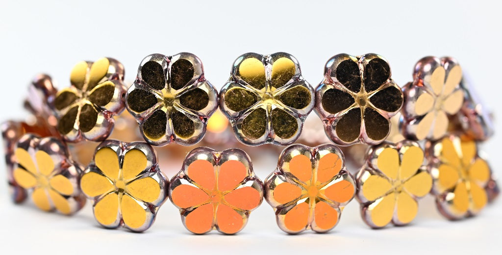 Table Cut Flower Beads, Crystal Rose Gold Capri 2X (30-27101-2X), Glass, Czech Republic