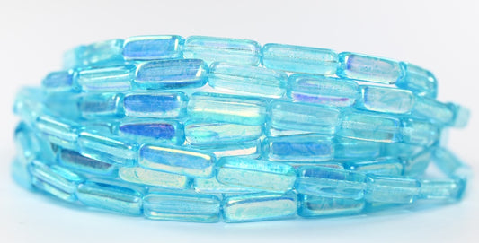 Rectangle Pressed Glass Beads, Crystal 34308 Ab (30-34308-AB), Glass, Czech Republic
