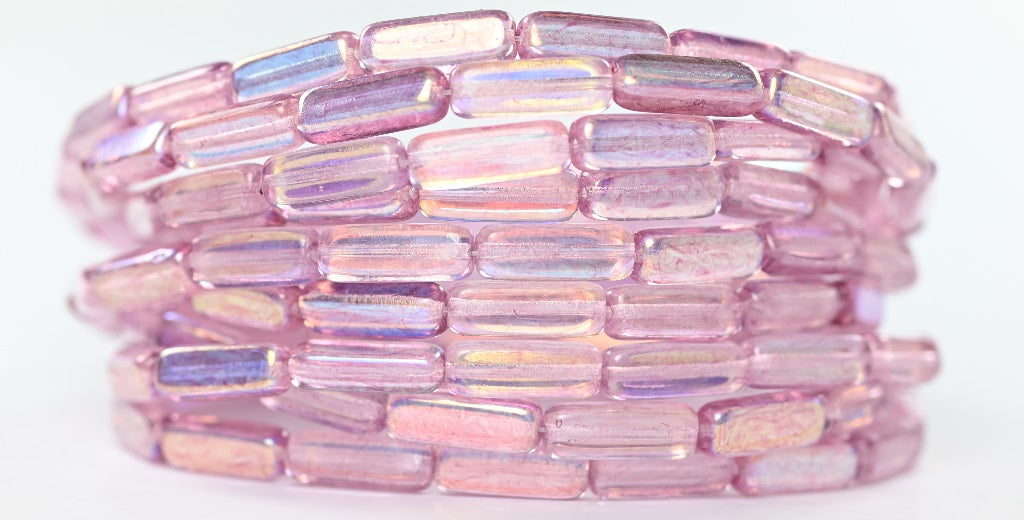 Rectangle Pressed Glass Beads, Crystal 34306 Ab (30-34306-AB), Glass, Czech Republic