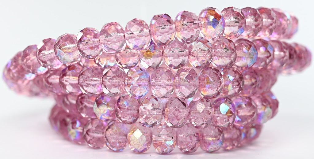 Faceted Special Cut Rondelle Fire Polished Beads, Crystal 34306 Ab (30-34306-AB), Glass, Czech Republic
