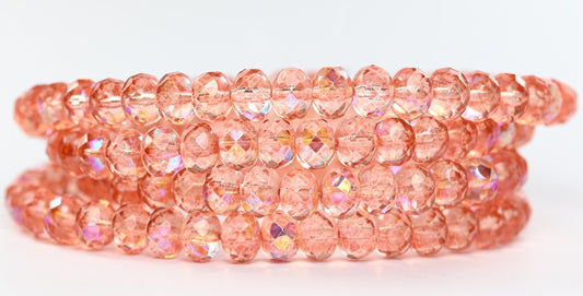 Faceted Special Cut Rondelle Fire Polished Beads, Crystal 34305 Ab (30-34305-AB), Glass, Czech Republic