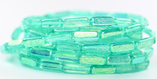 Rectangle Pressed Glass Beads, Crystal 34309 Ab (30-34309-AB), Glass, Czech Republic