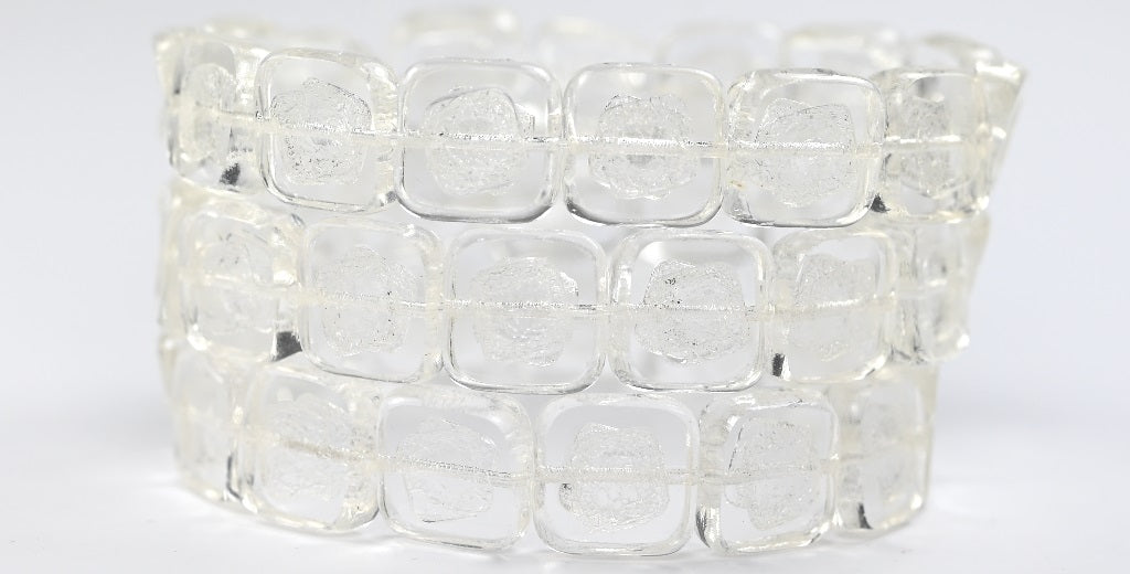 Table Cut Square Beads With Turned Square, Crystal (00030), Glass, Czech Republic