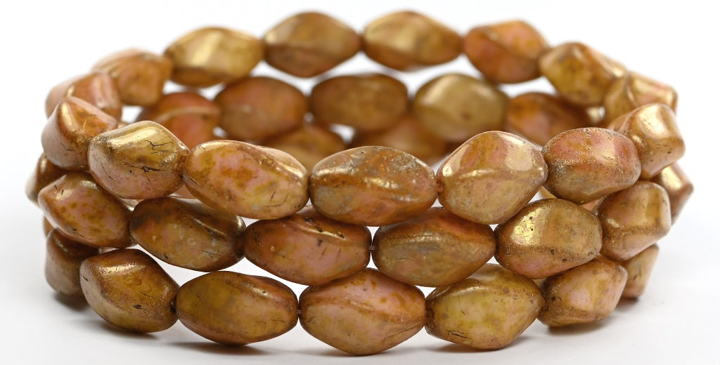 Pressed Beads Oval Color 1 (COLOR-1), Glass, Czech Republic