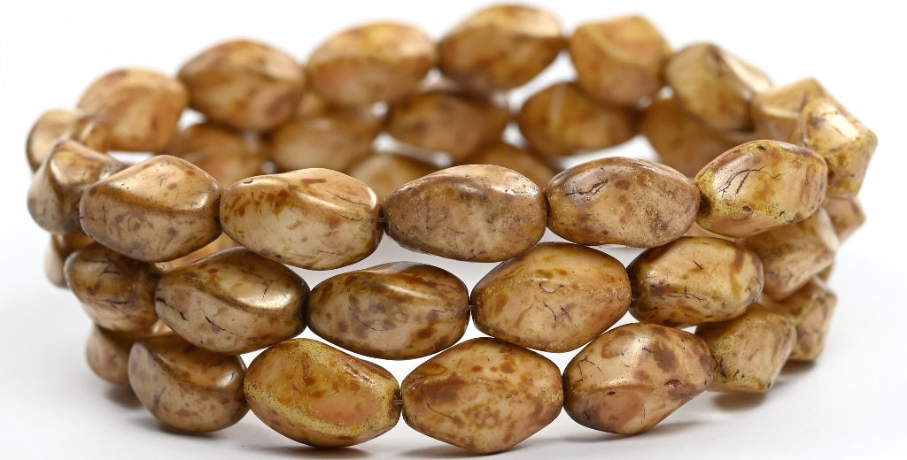 Pressed Beads Oval Color 2 (COLOR-2), Glass, Czech Republic