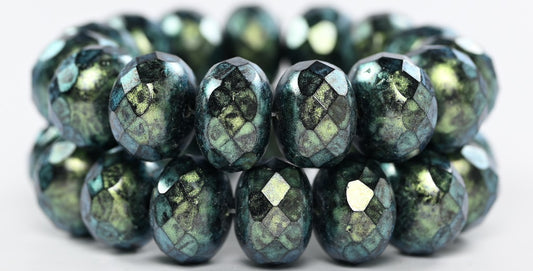 Faceted Special Cut Rondelle Fire Polished Beads, Black Hematite 86922 (23980-14400-86922), Glass, Czech Republic