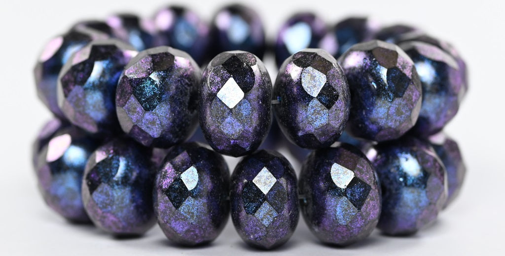 Faceted Special Cut Rondelle Fire Polished Beads, Black Hematite 86966 (23980-14400-86966), Glass, Czech Republic
