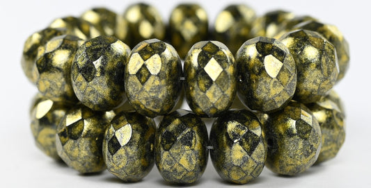 Faceted Special Cut Rondelle Fire Polished Beads, Black Hematite 34302 (23980-14400-34302), Glass, Czech Republic