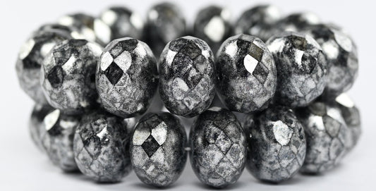 Faceted Special Cut Rondelle Fire Polished Beads, Black Hematite 34301 (23980-14400-34301), Glass, Czech Republic